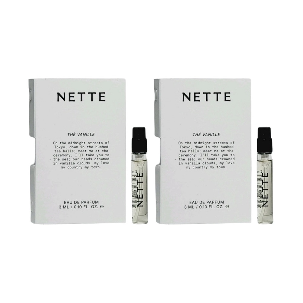 2 x NETTE The Vanille Eau de Parfum Samples - .10 fl oz ea NEW ON CARD